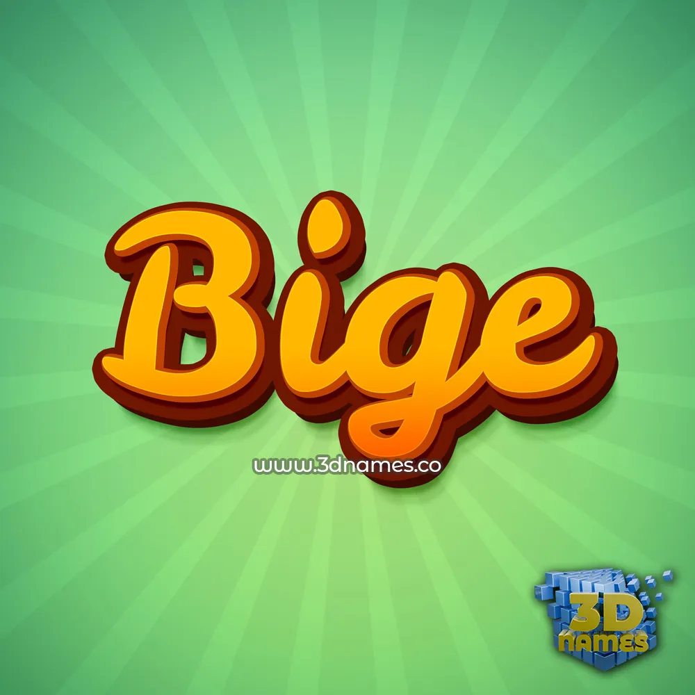bige in Green Rays style - 3D name wallpaper