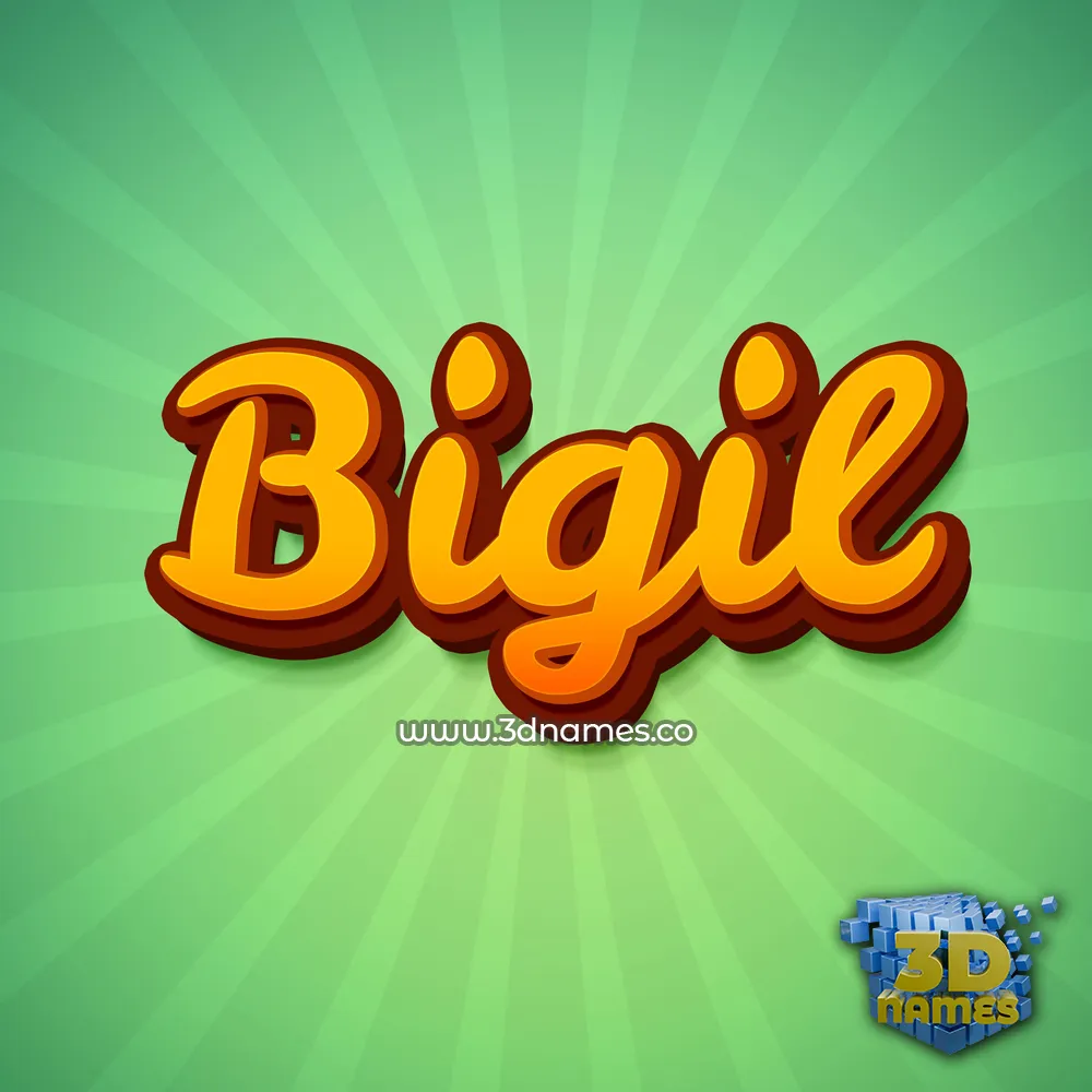 bigil in Green Rays style - 3D name wallpaper