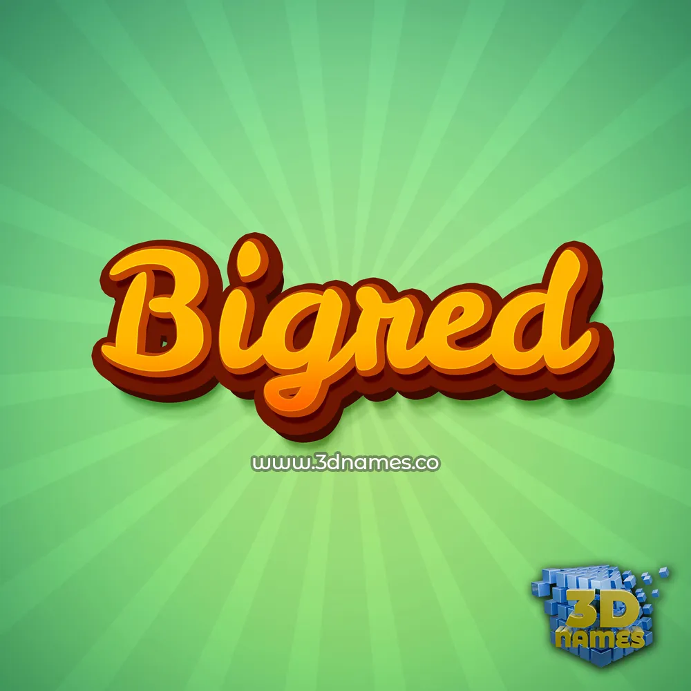 bigred in Green Rays style - 3D name wallpaper