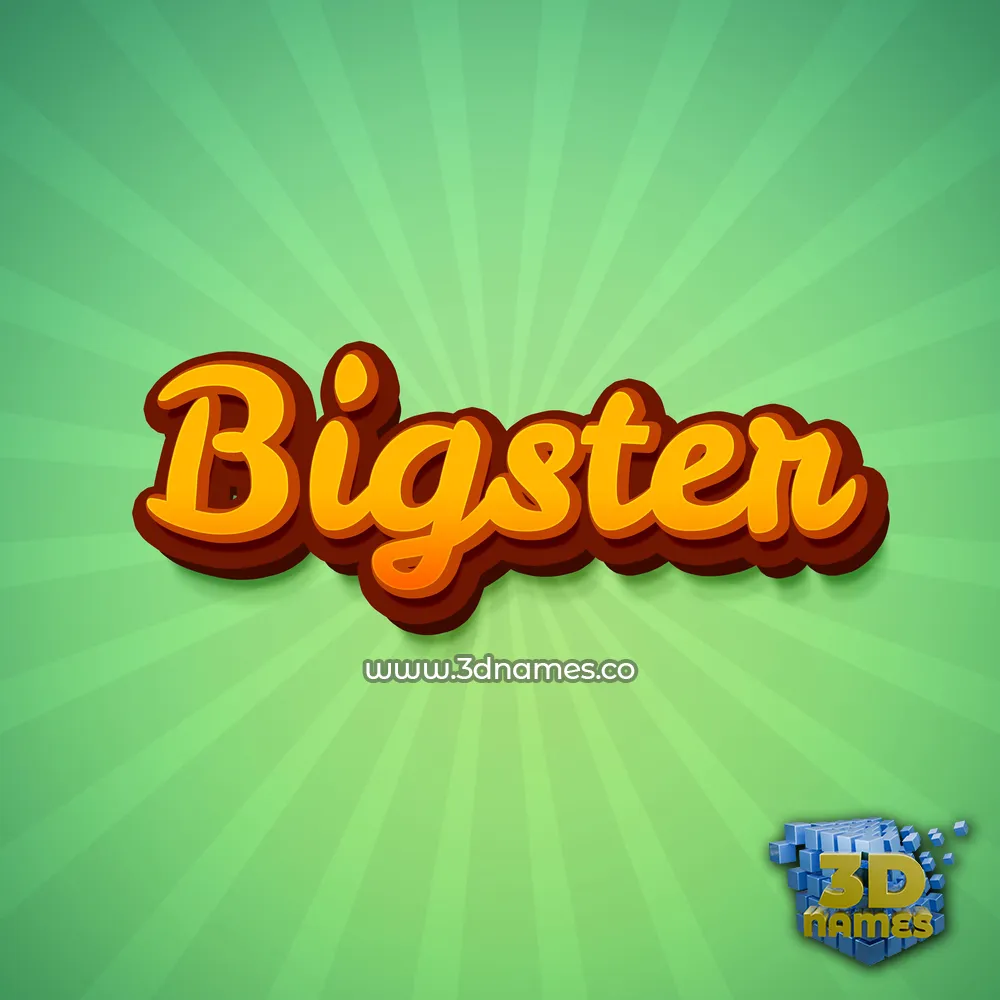bigster in Green Rays style - 3D name wallpaper