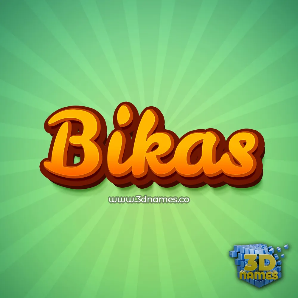 bikas in Green Rays style - 3D name wallpaper