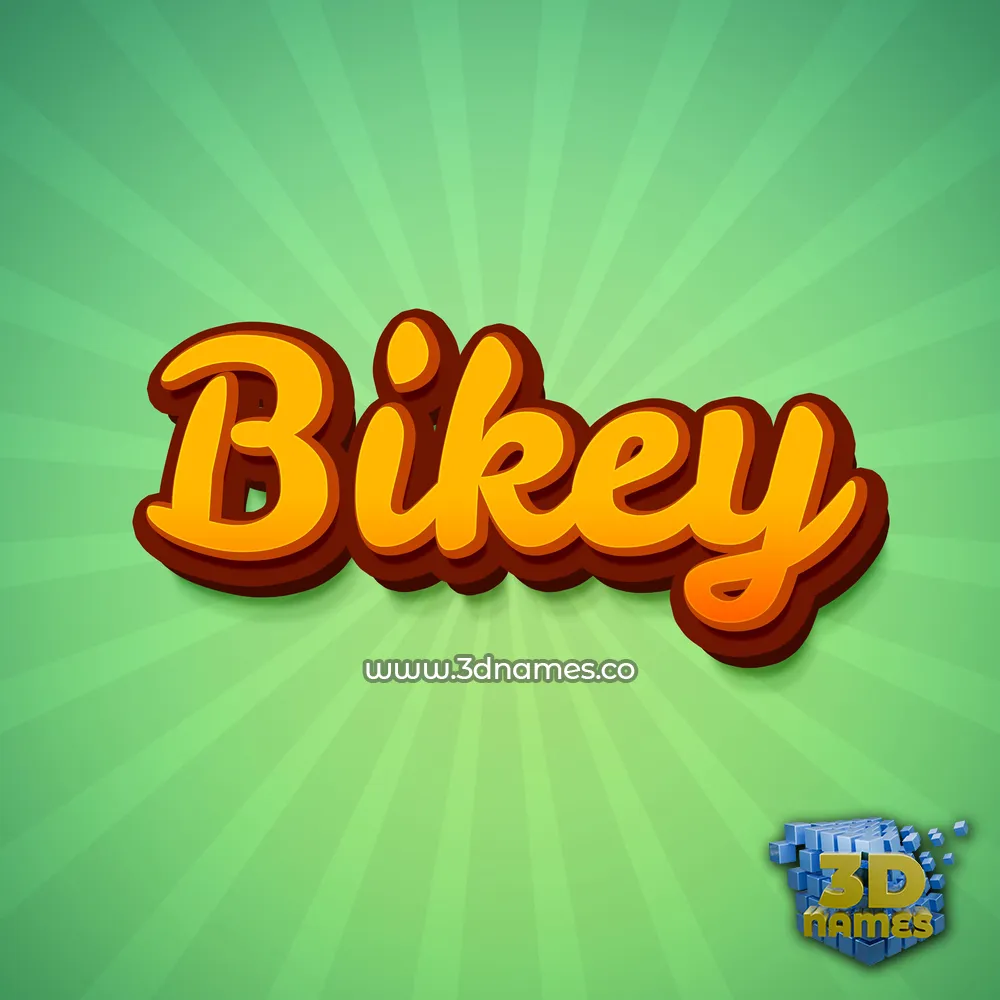 bikey in Green Rays style - 3D name wallpaper