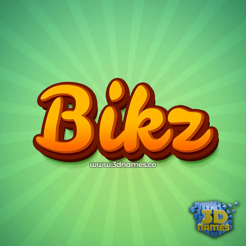 bikz in Green Rays style - 3D name wallpaper
