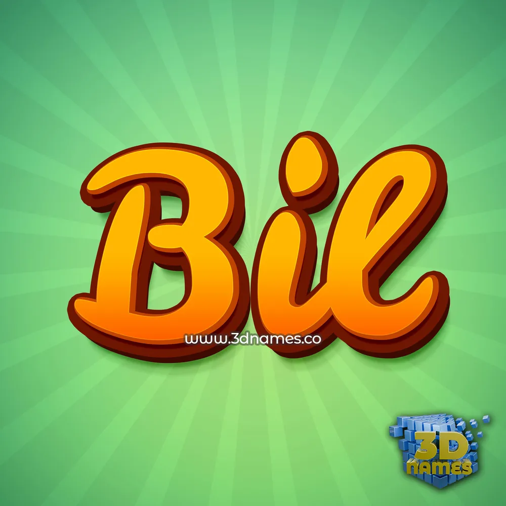bil in Green Rays style - 3D name wallpaper