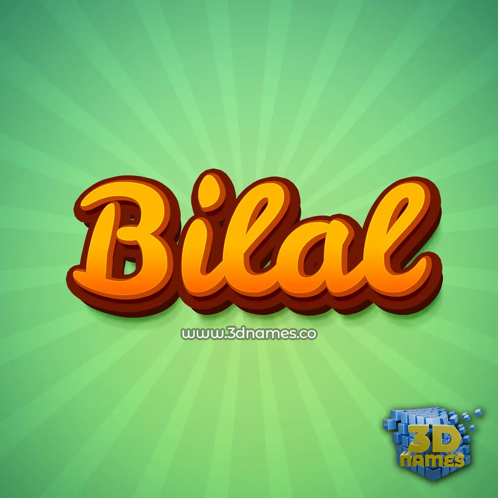 bilal in Green Rays style - 3D name wallpaper