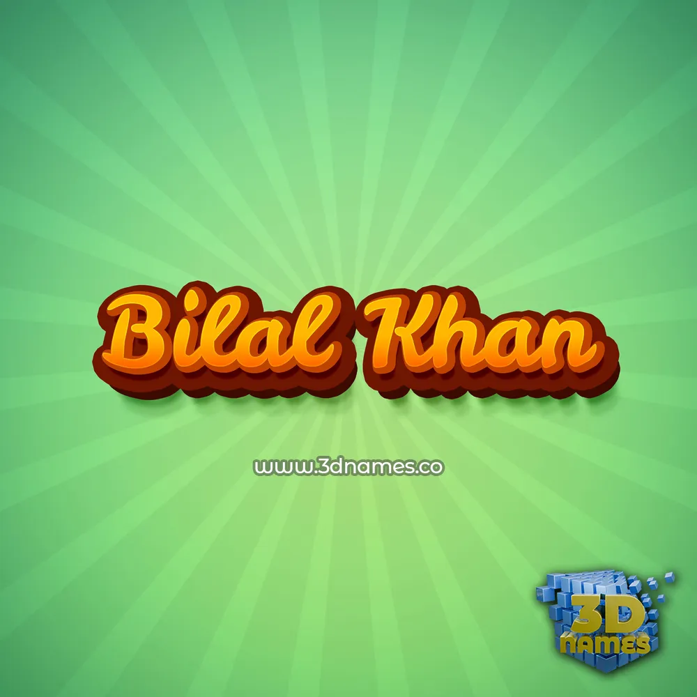 bilal khan in Green Rays style - 3D name wallpaper