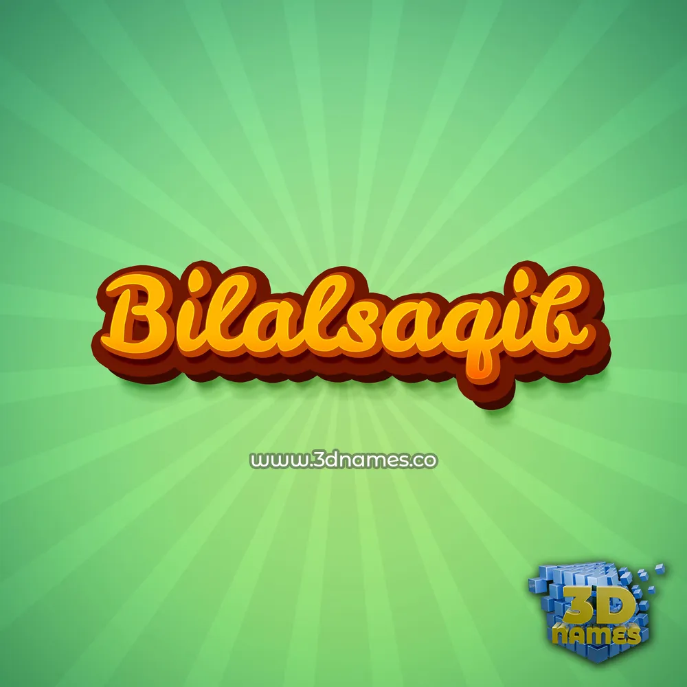 bilalsaqib in Green Rays style - 3D name wallpaper
