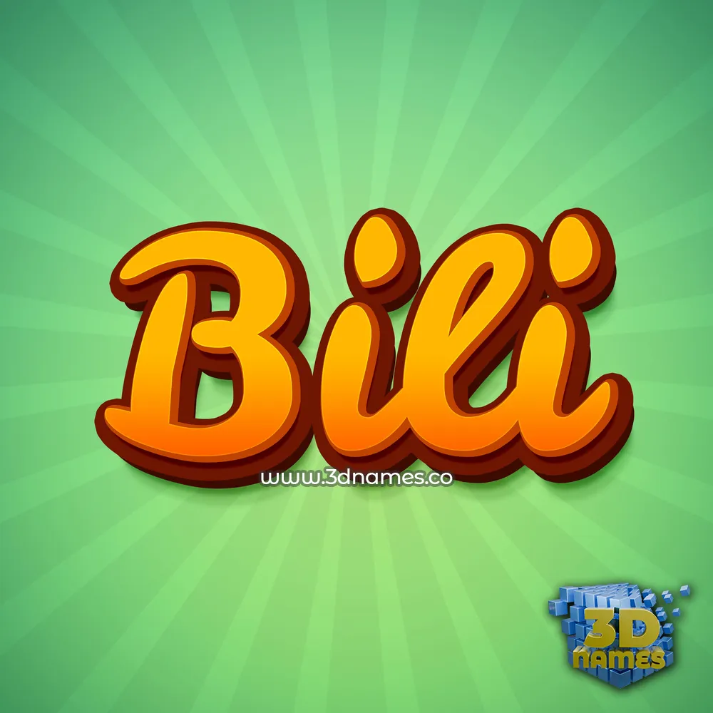 bili in Green Rays style - 3D name wallpaper