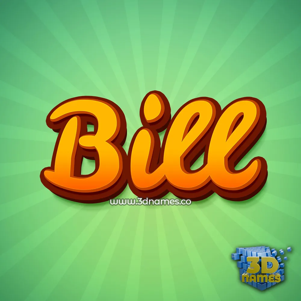 bill in Green Rays style - 3D name wallpaper