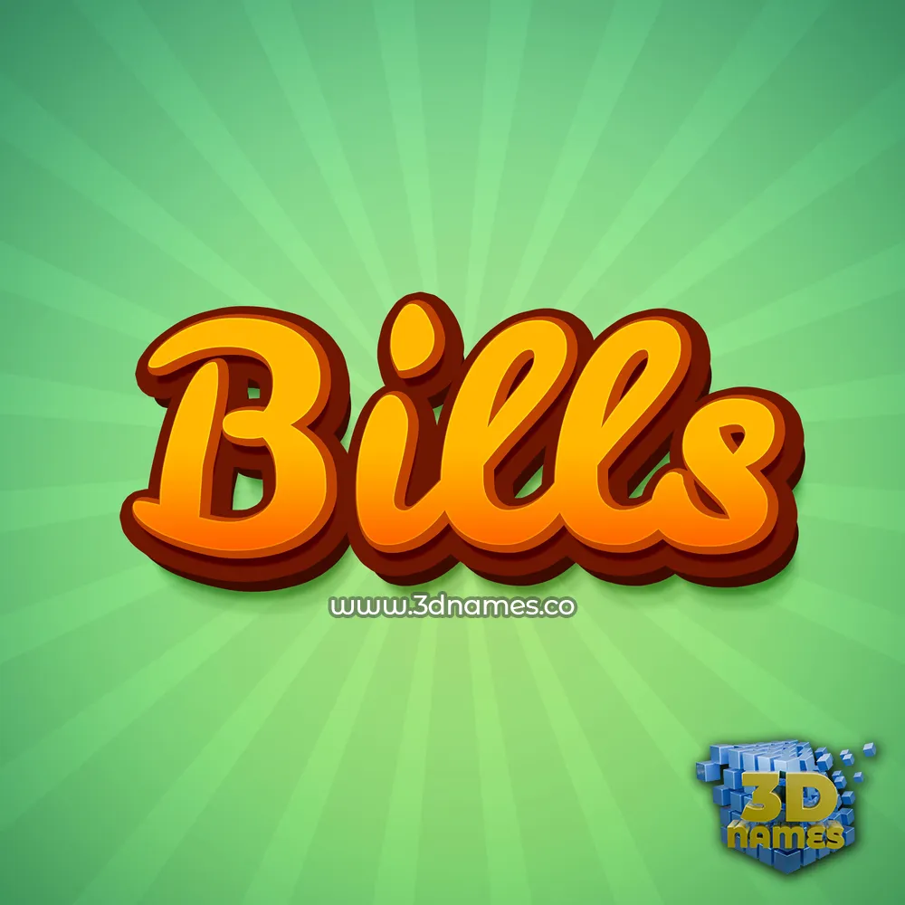 bills in Green Rays style - 3D name wallpaper