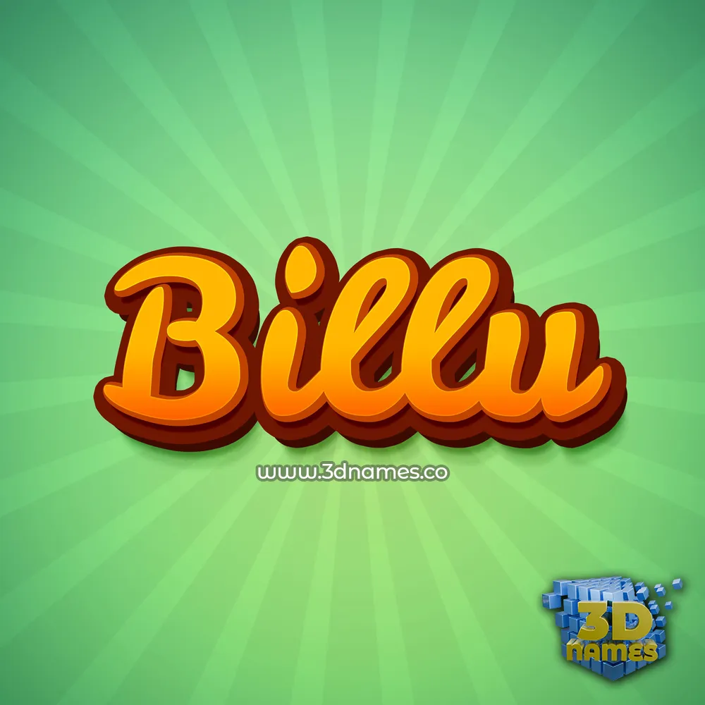 billu in Green Rays style - 3D name wallpaper