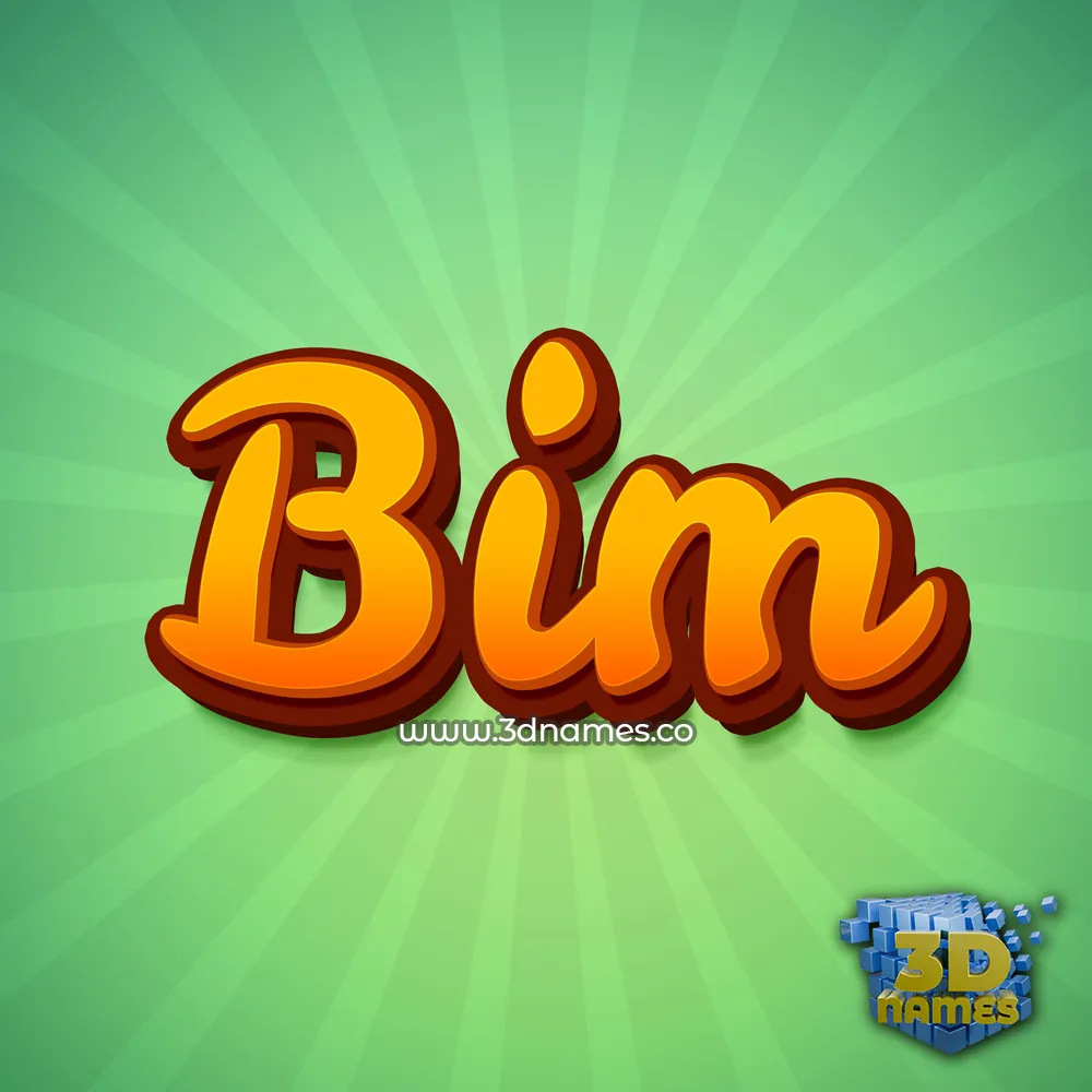 bim in Green Rays style - 3D name wallpaper