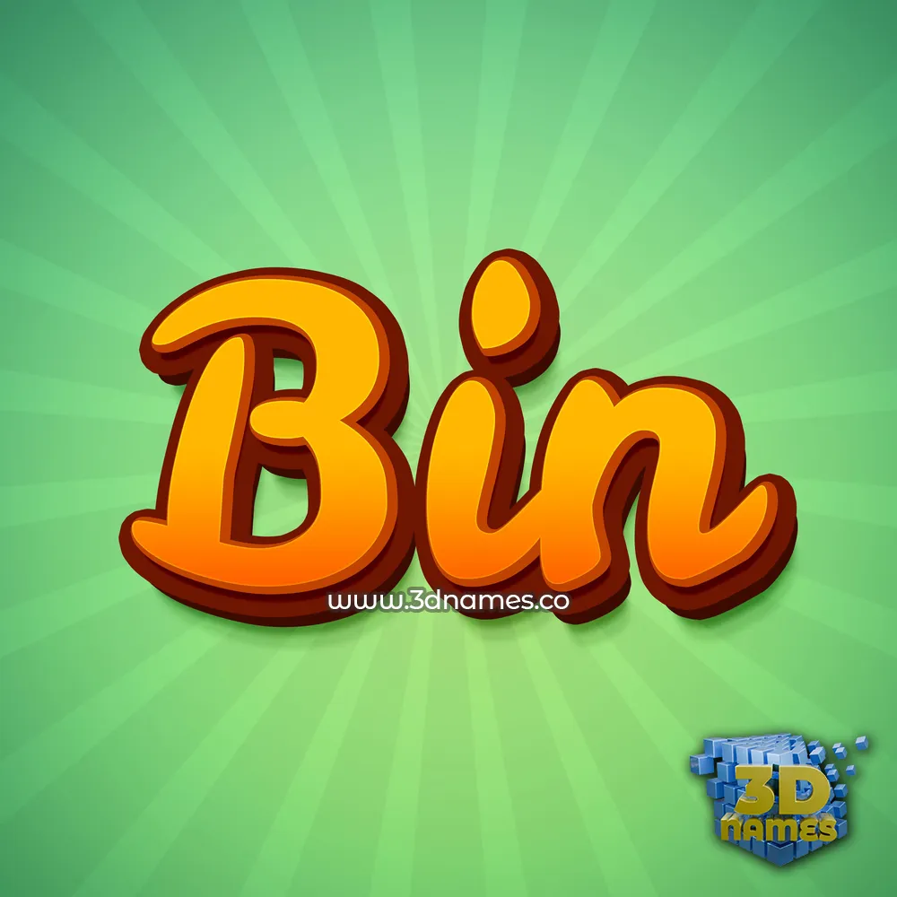 bin in Green Rays style - 3D name wallpaper