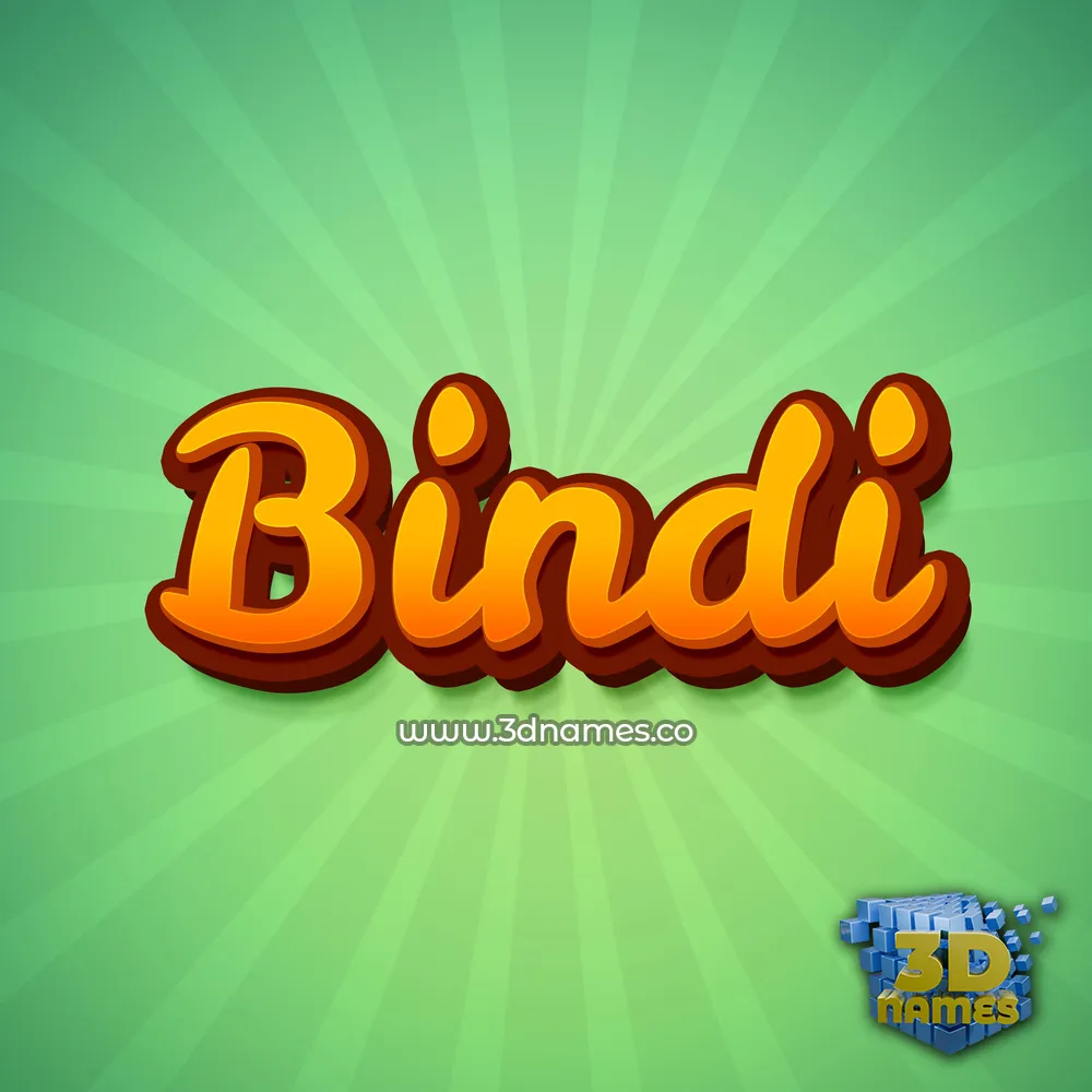 bindi in Green Rays style - 3D name wallpaper