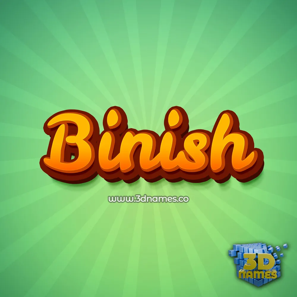 binish in Green Rays style - 3D name wallpaper