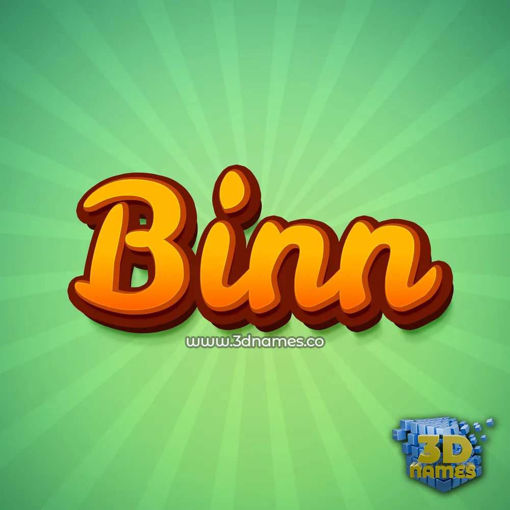 binn in Green Rays style - 3D name wallpaper