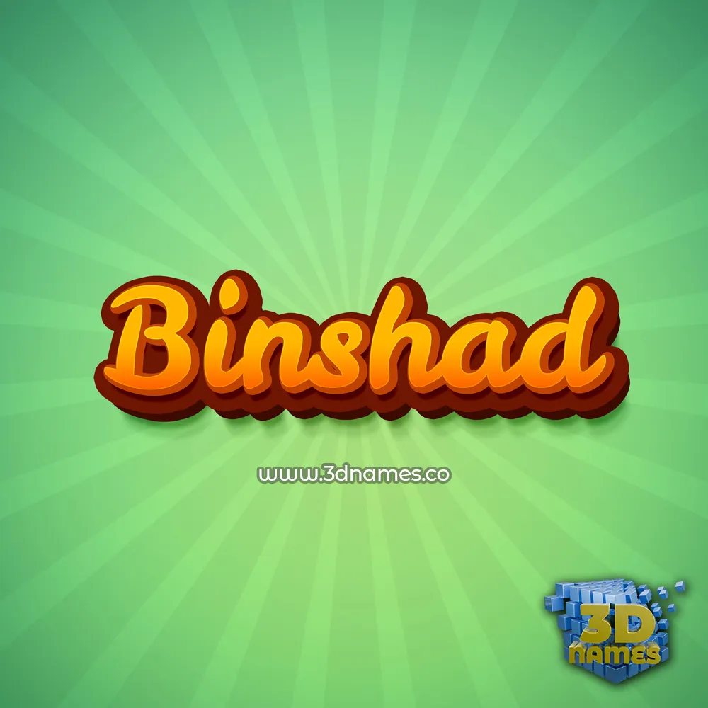 binshad in Green Rays style - 3D name wallpaper