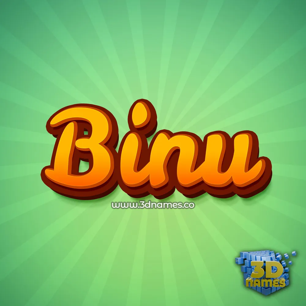 binu in Green Rays style - 3D name wallpaper