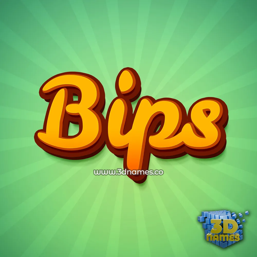 bips in Green Rays style - 3D name wallpaper