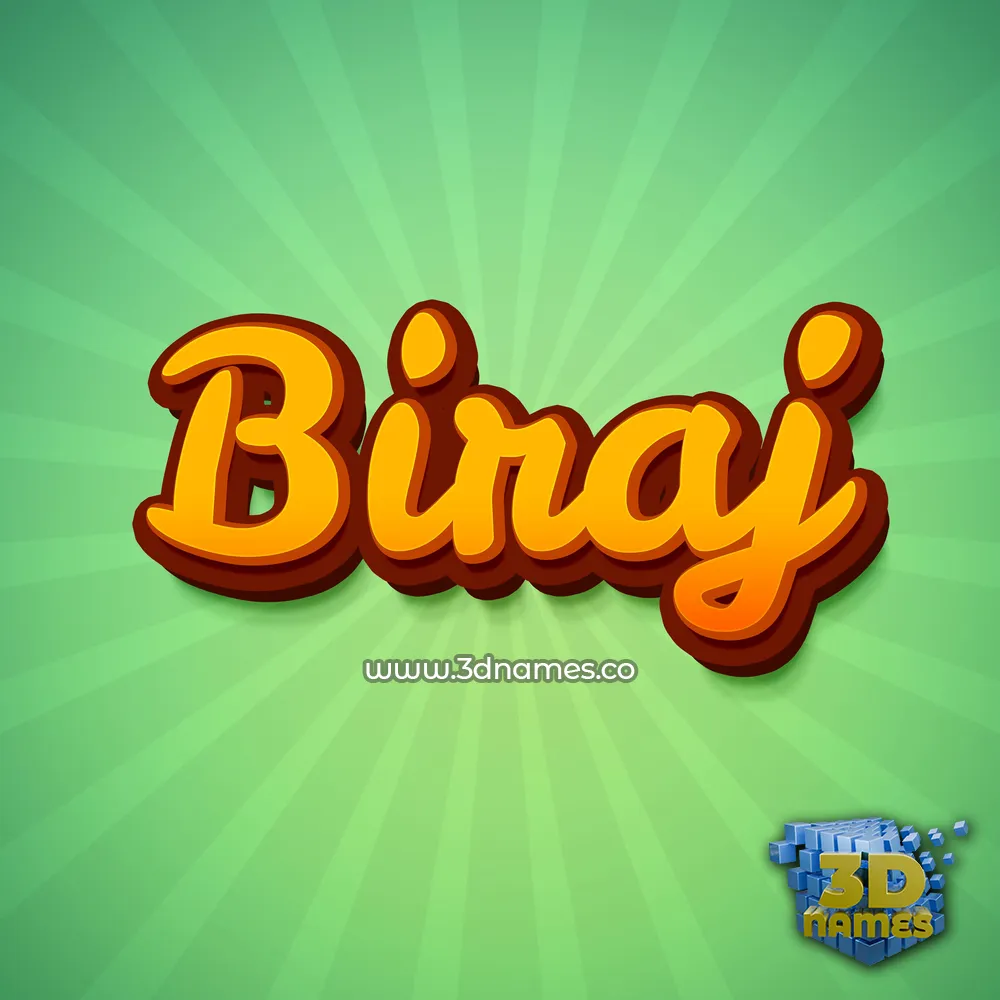 biraj in Green Rays style - 3D name wallpaper