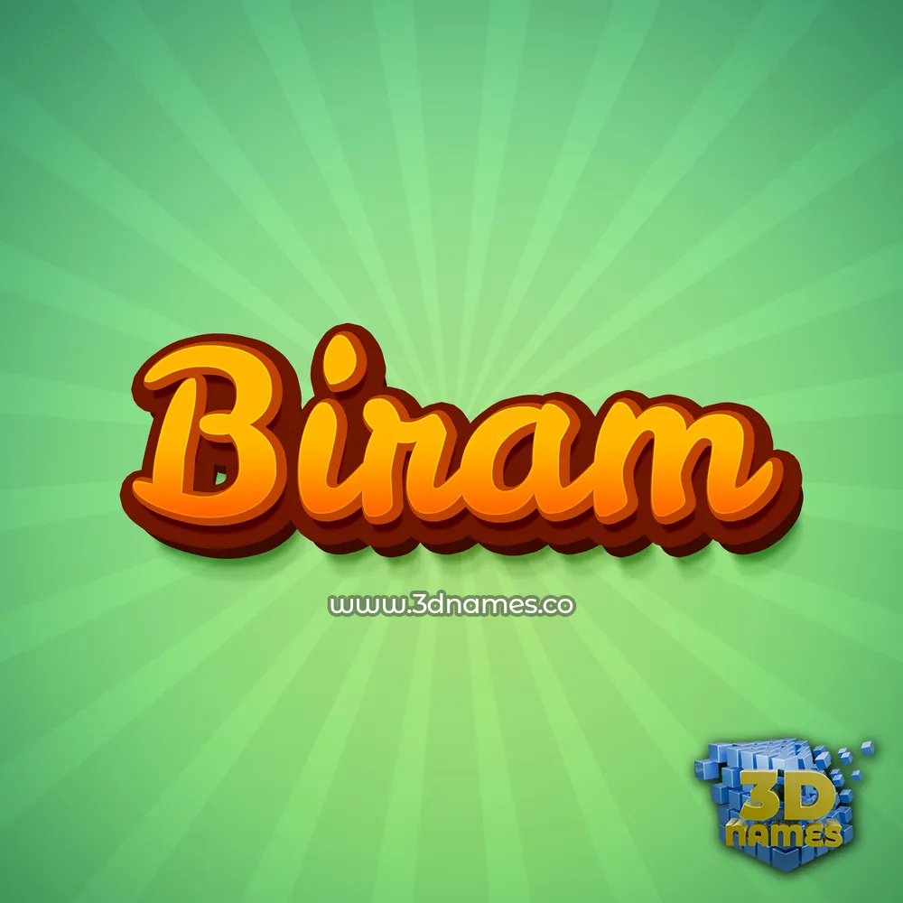 biram in Green Rays style - 3D name wallpaper