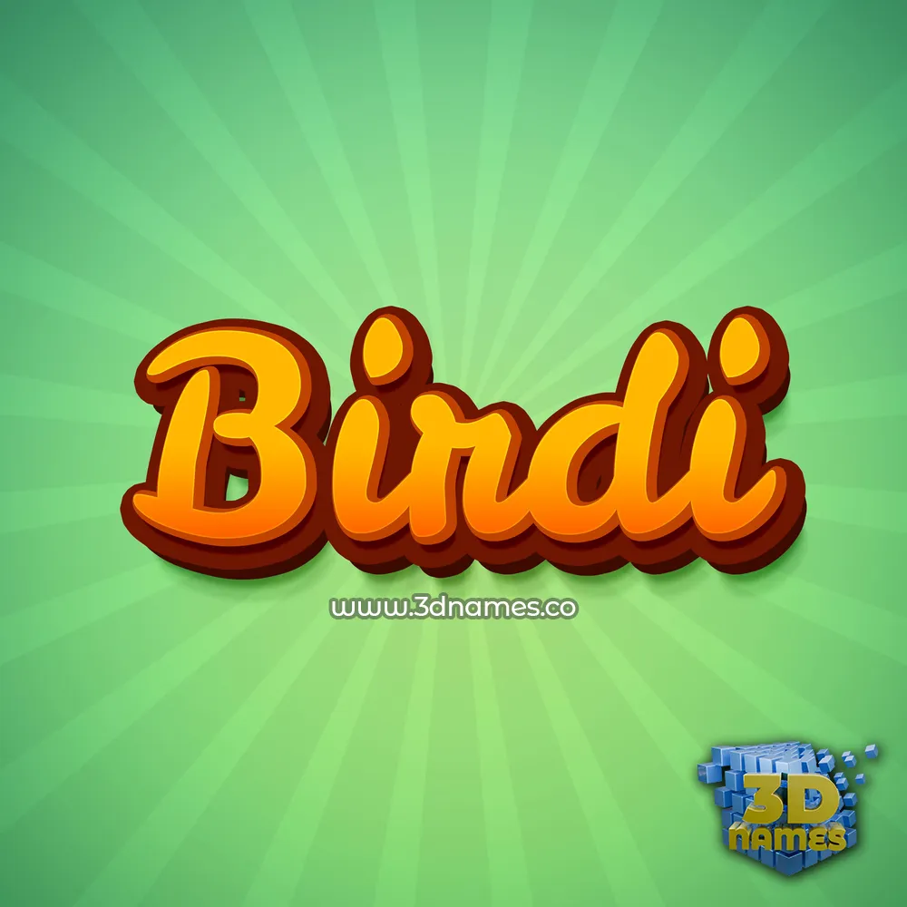 birdi in Green Rays style - 3D name wallpaper