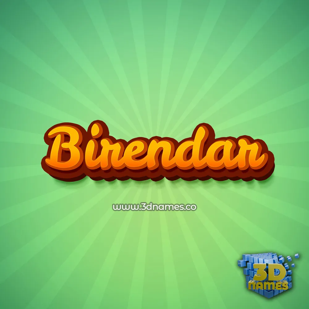 birendar in Green Rays style - 3D name wallpaper