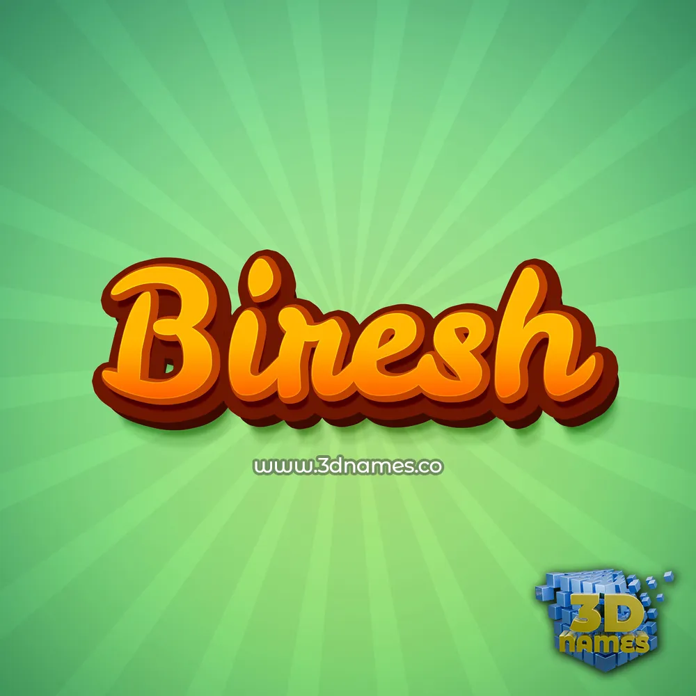 biresh in Green Rays style - 3D name wallpaper