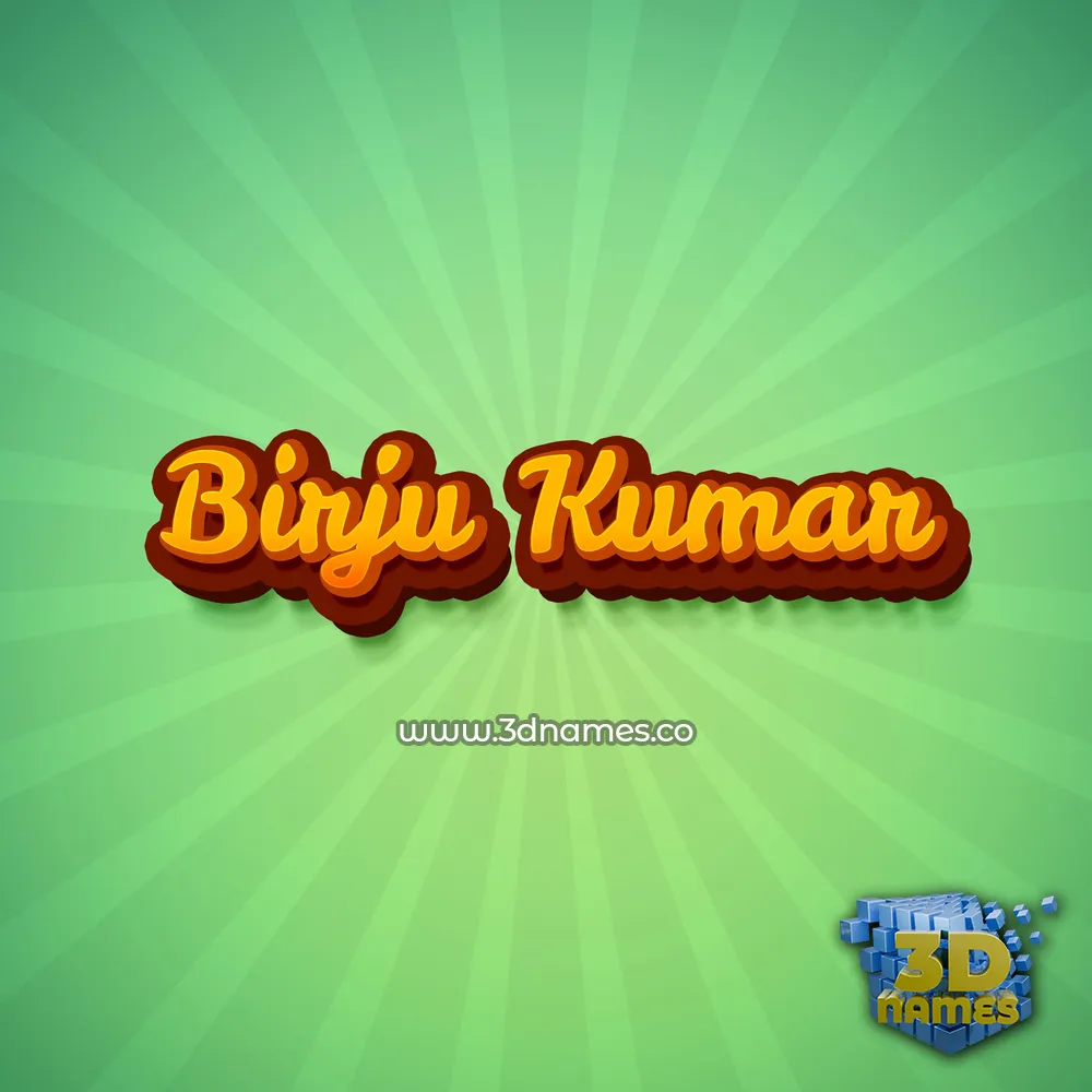 birju kumar in Green Rays style - 3D name wallpaper