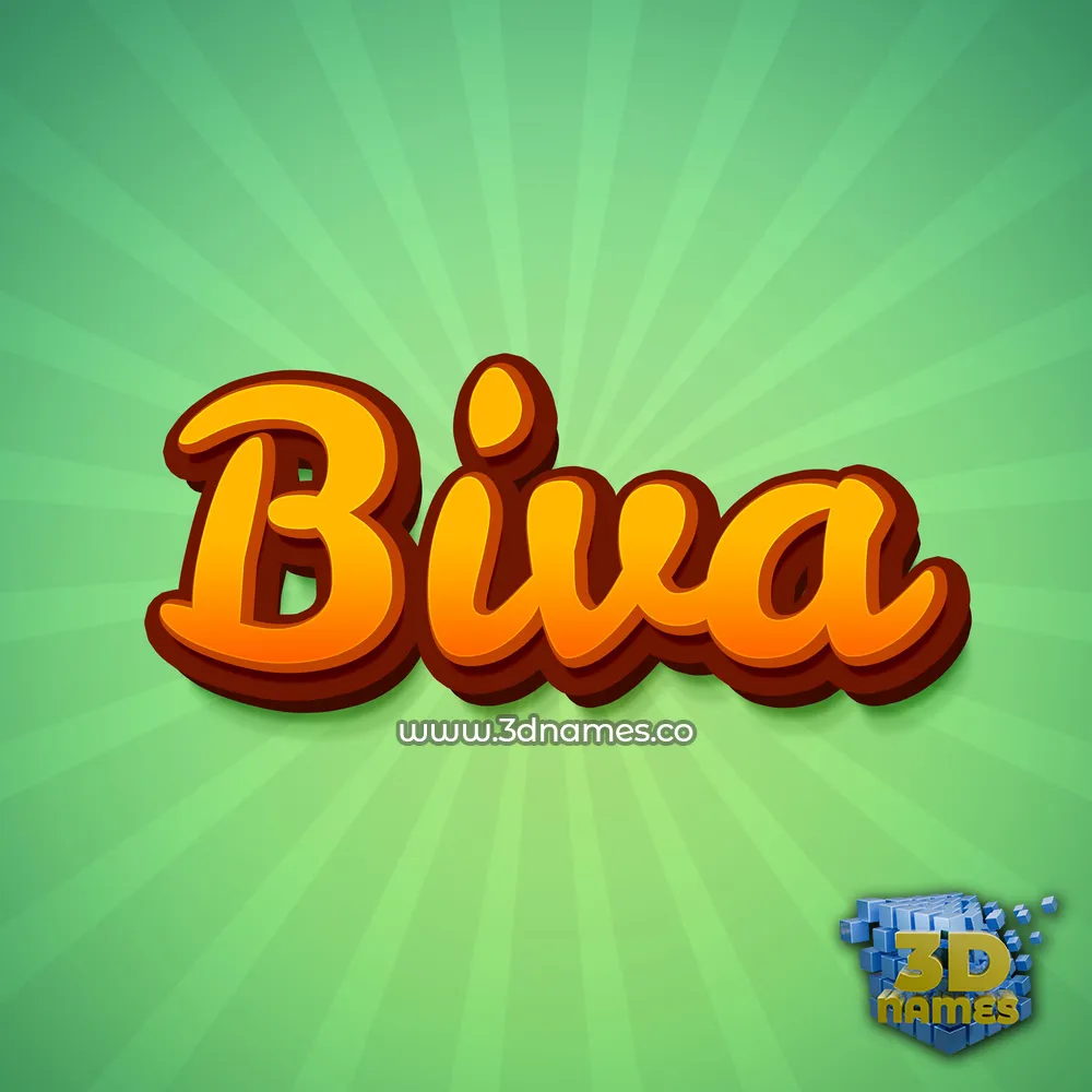 biva in Green Rays style - 3D name wallpaper