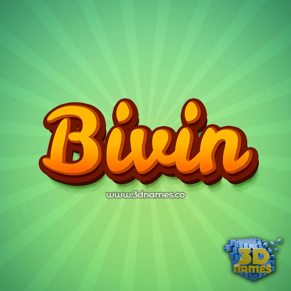 bivin in Green Rays style - 3D name wallpaper