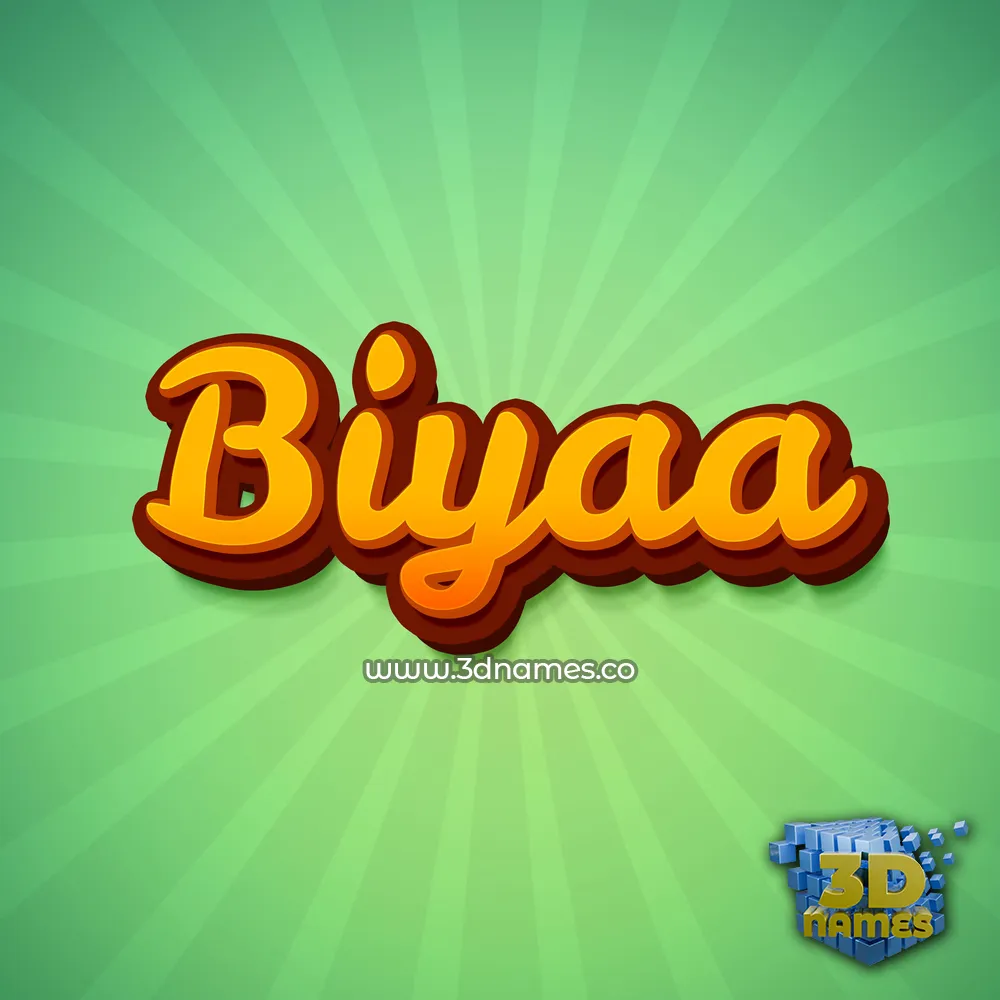 biyaa in Green Rays style - 3D name wallpaper