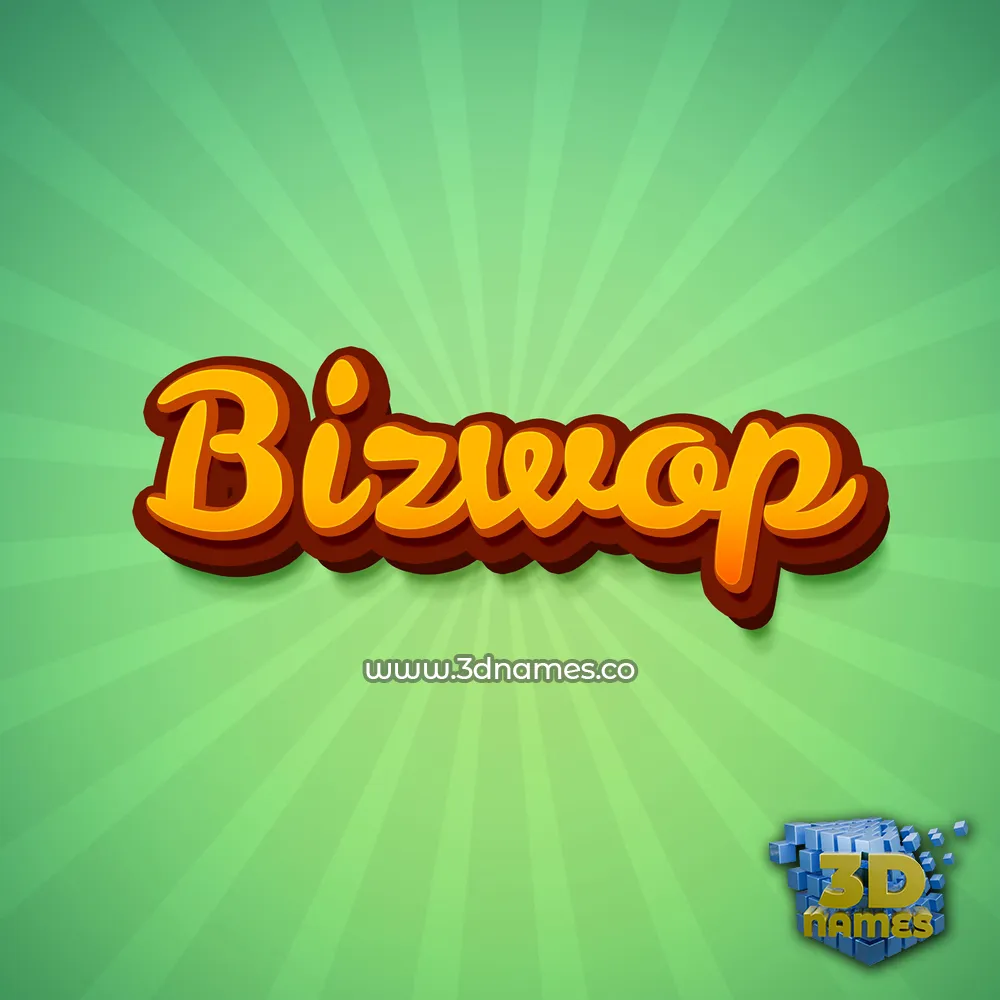 bizwop in Green Rays style - 3D name wallpaper