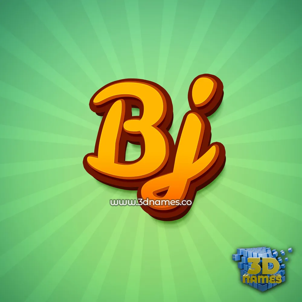 bj in Green Rays style - 3D name wallpaper