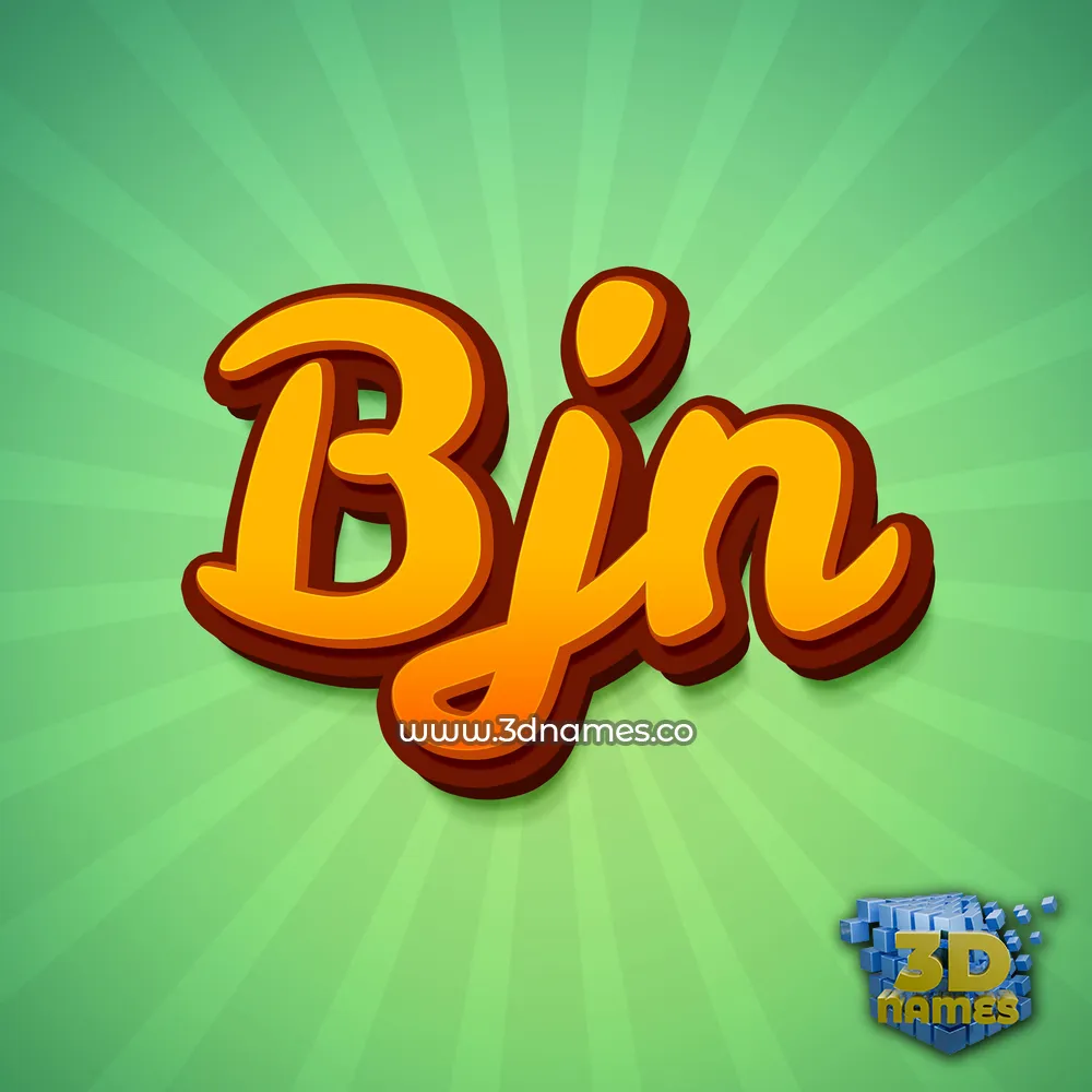 bjn in Green Rays style - 3D name wallpaper