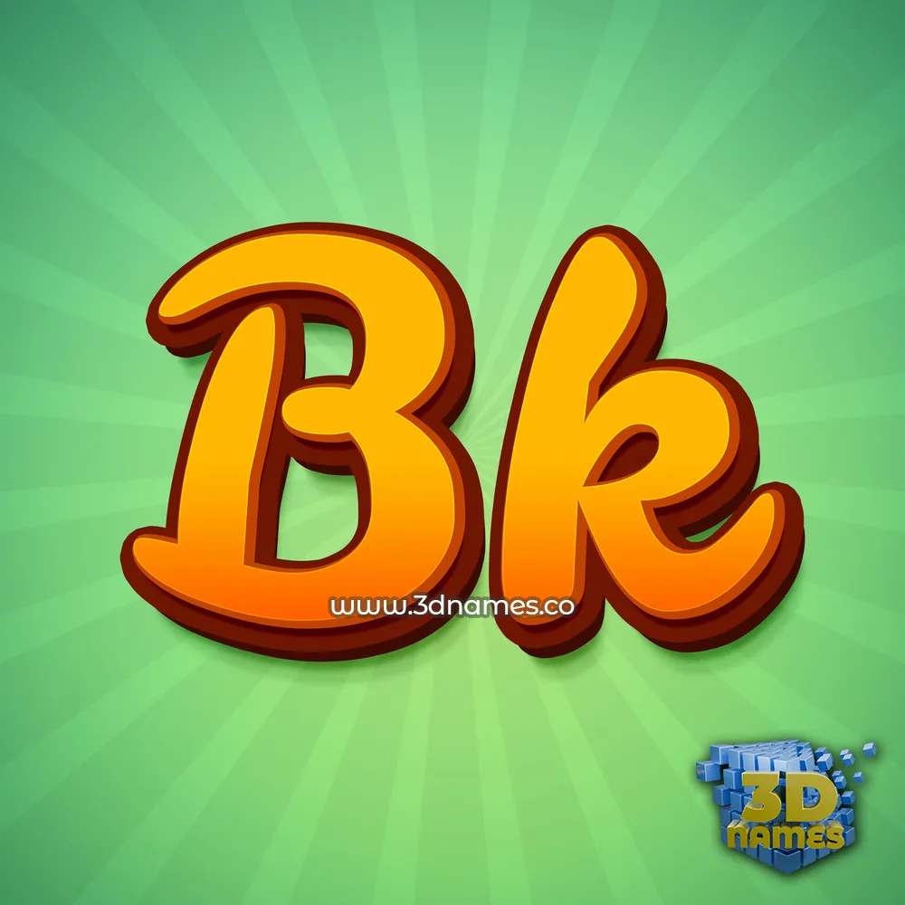 bk in Green Rays style - 3D name wallpaper