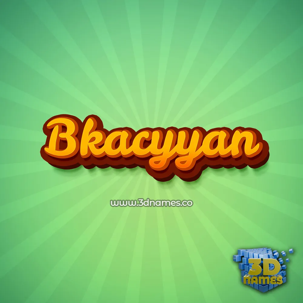 bkacyyan in Green Rays style - 3D name wallpaper