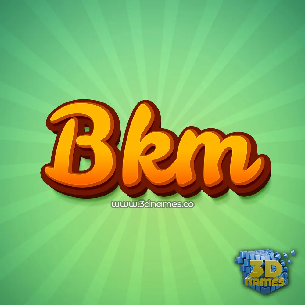 bkm in Green Rays style - 3D name wallpaper