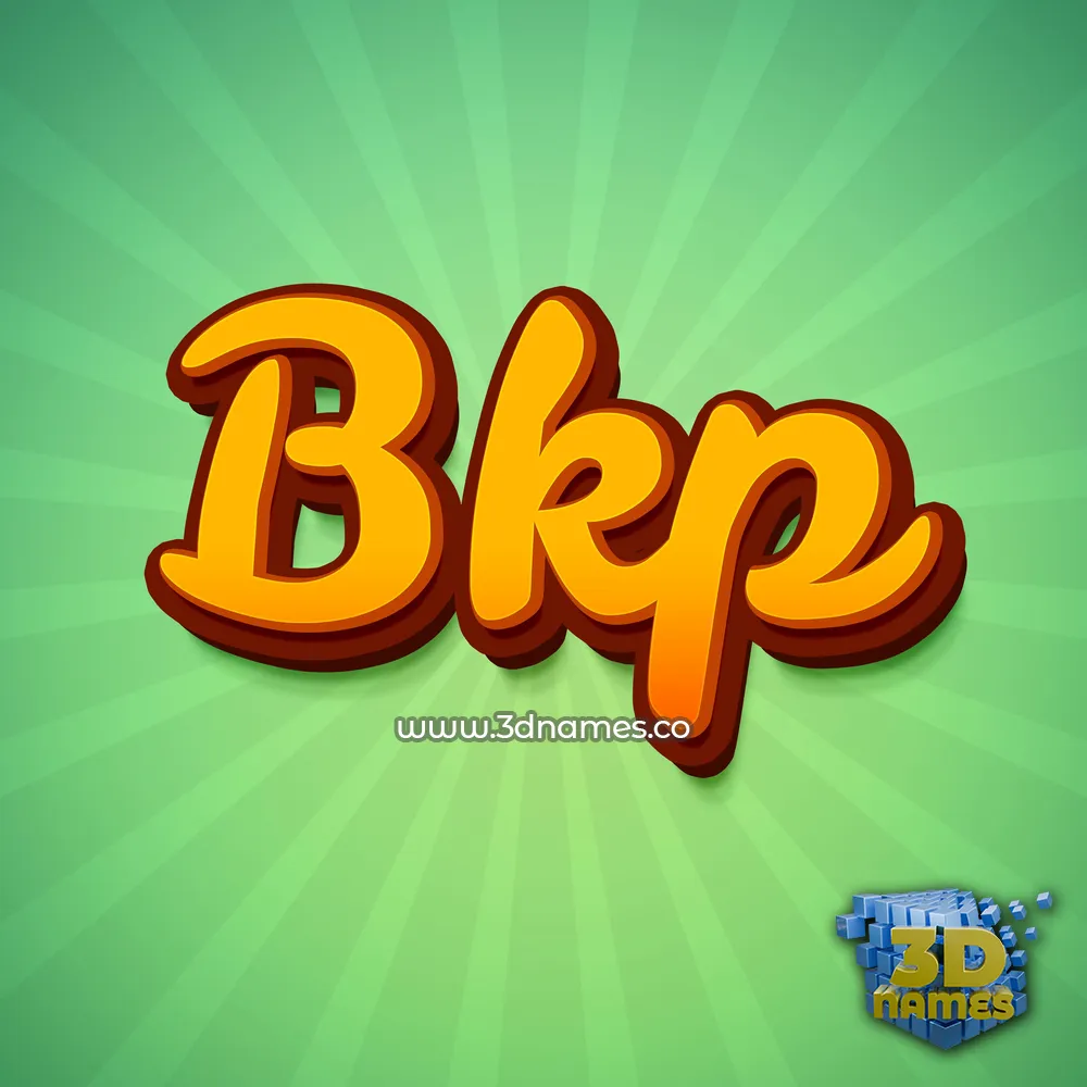 bkp in Green Rays style - 3D name wallpaper