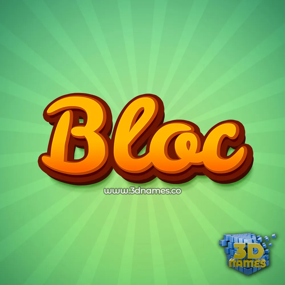 bloc in Green Rays style - 3D name wallpaper