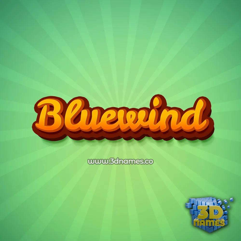 bluewind in Green Rays style - 3D name wallpaper