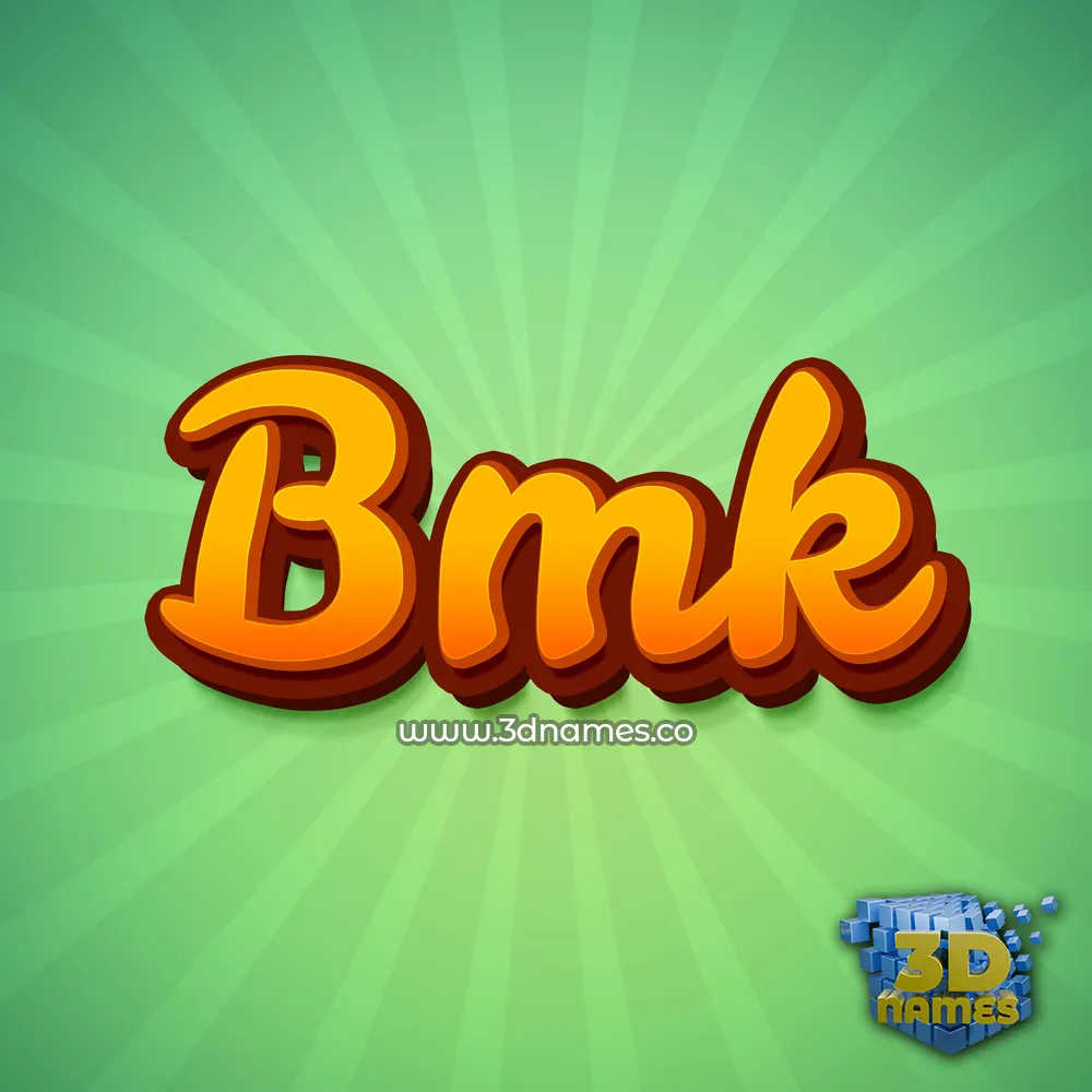 bmk in Green Rays style - 3D name wallpaper