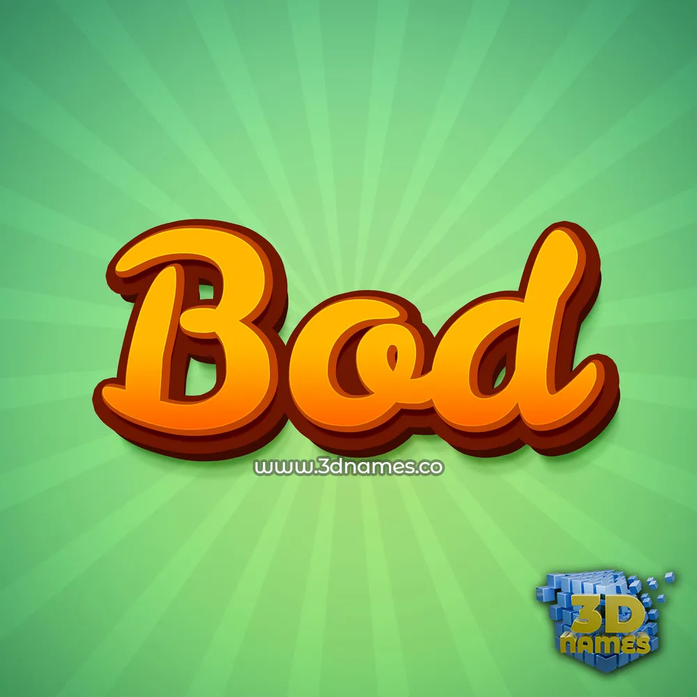 bod in Green Rays style - 3D name wallpaper