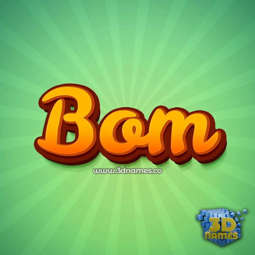 bom in Green Rays style - 3D name wallpaper