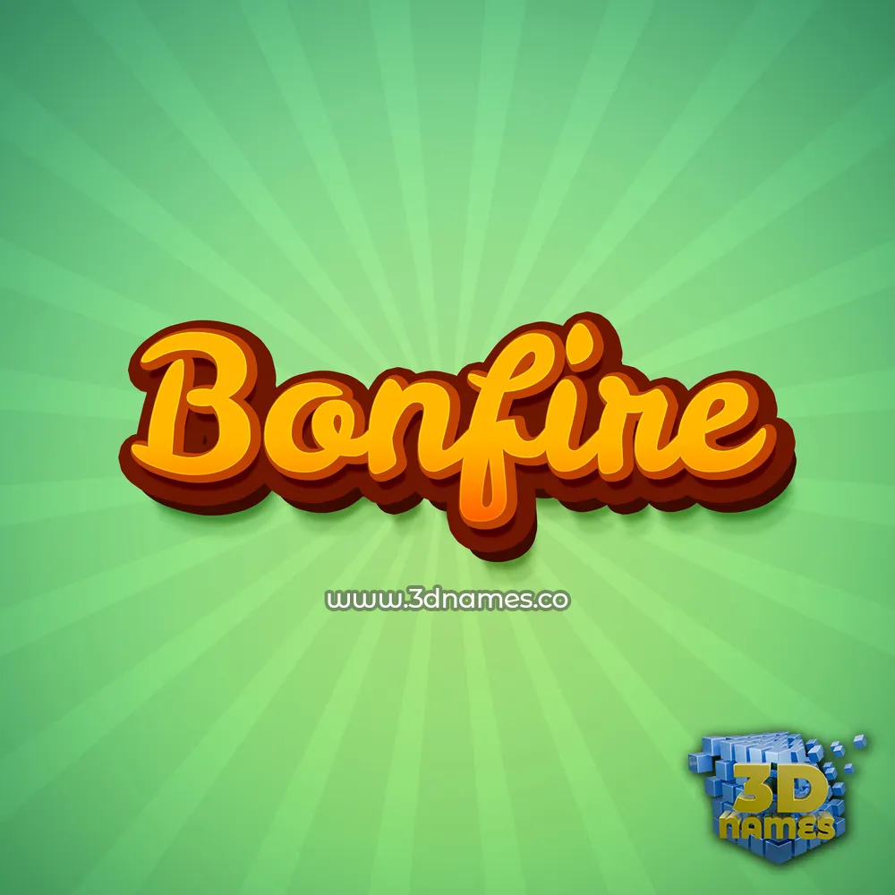 bonfire in Green Rays style - 3D name wallpaper