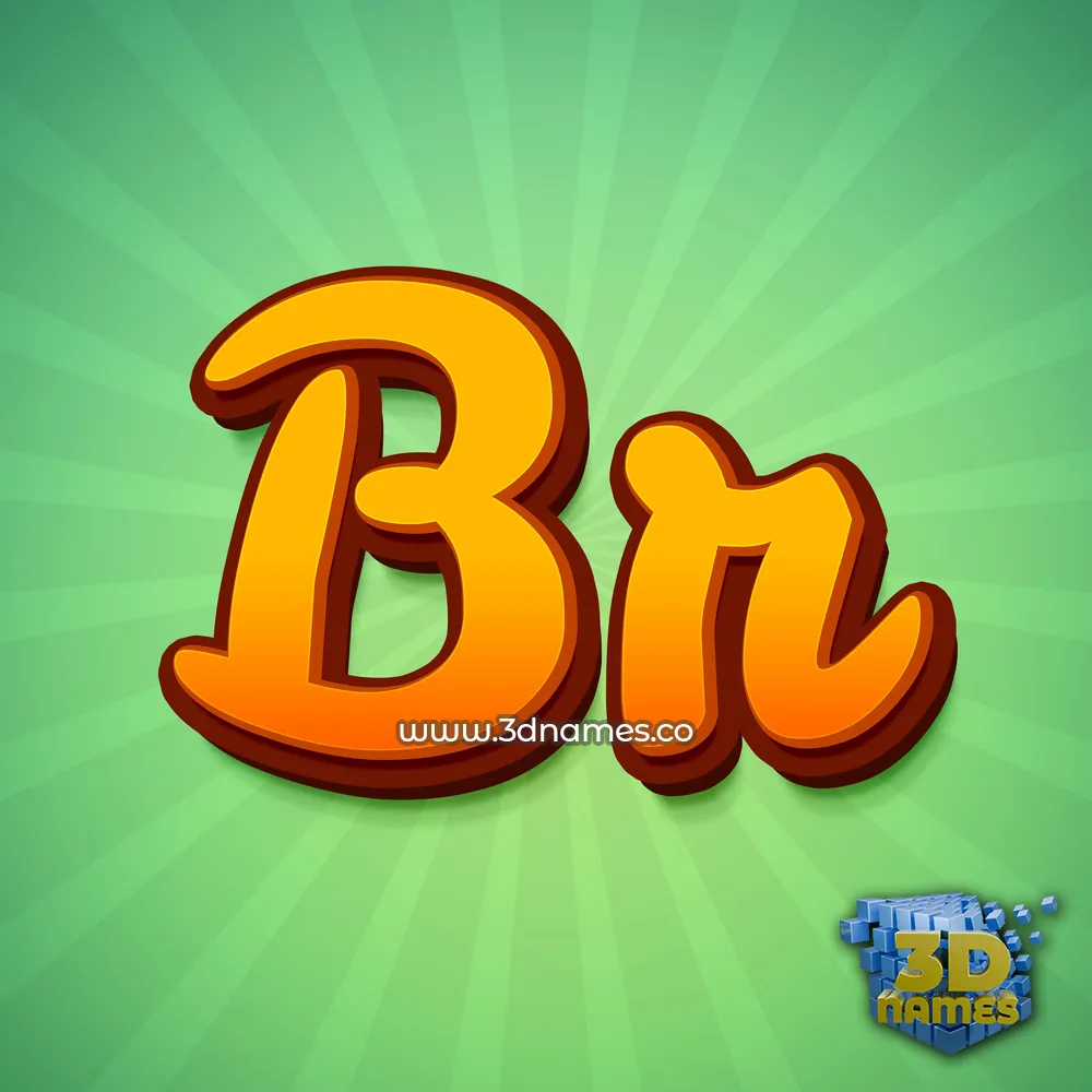 br in Green Rays style - 3D name wallpaper
