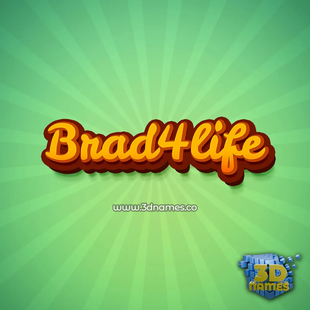 brad4life in Green Rays style - 3D name wallpaper