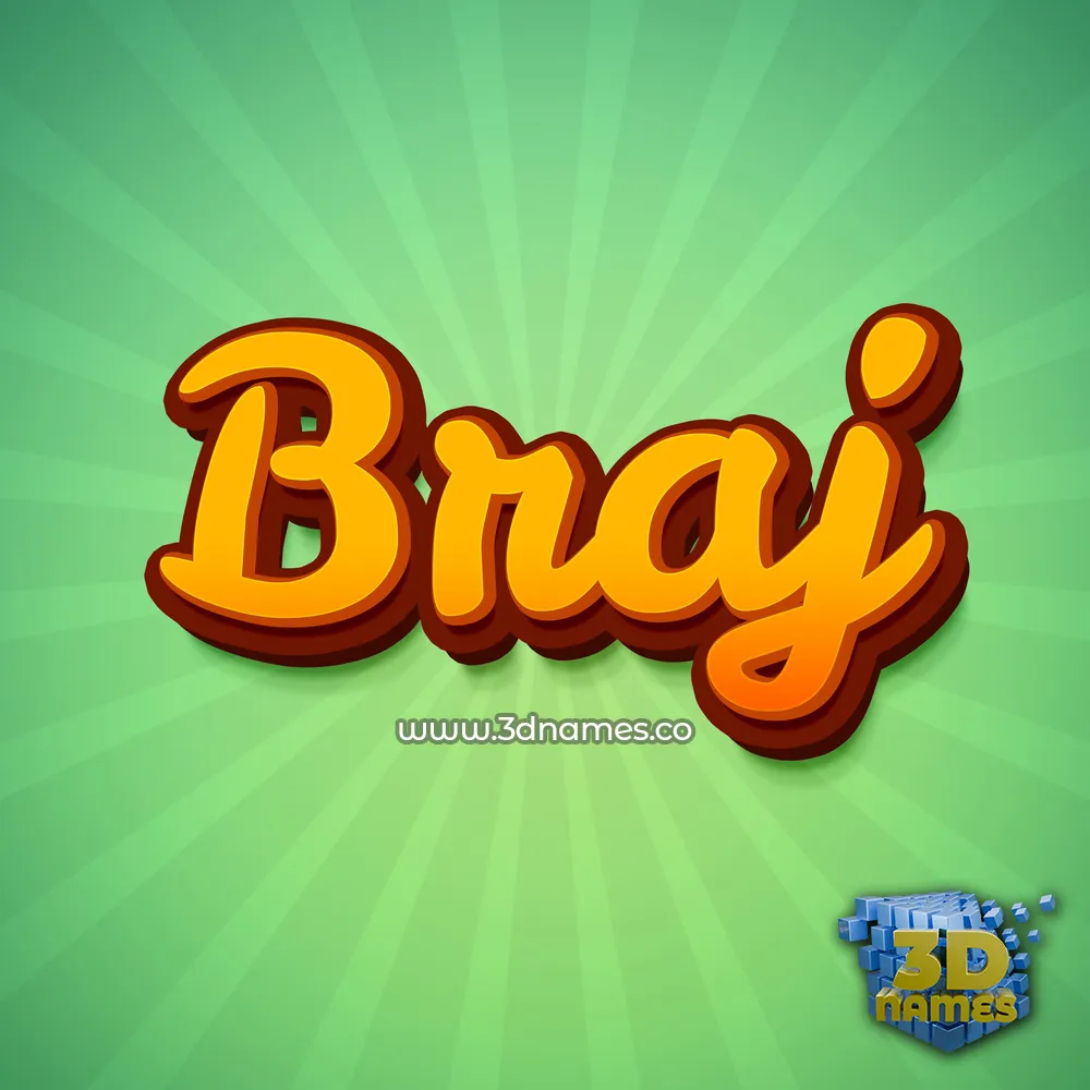braj in Green Rays style - 3D name wallpaper