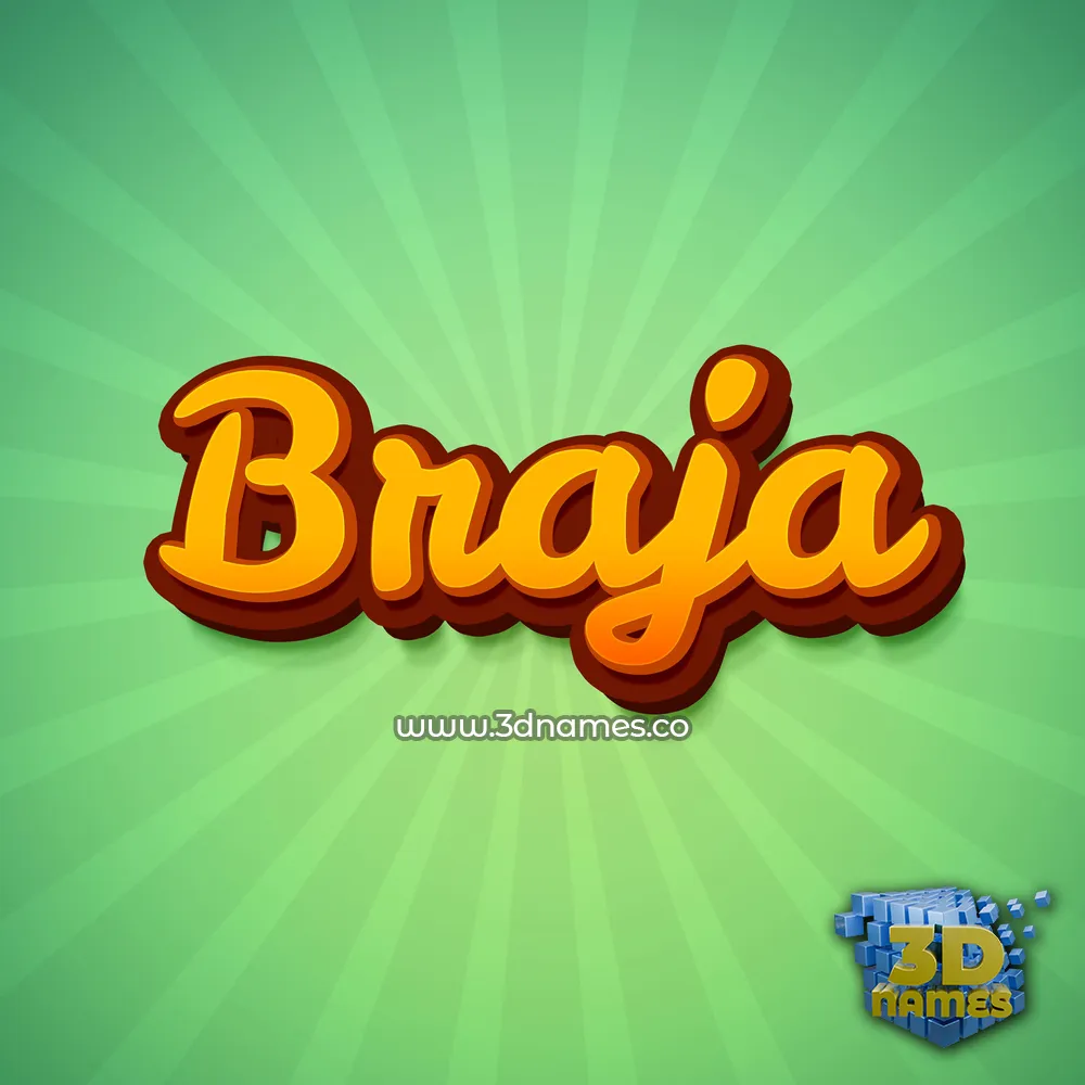 braja in Green Rays style - 3D name wallpaper