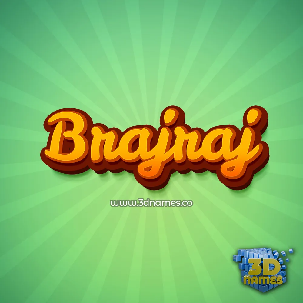 brajraj in Green Rays style - 3D name wallpaper